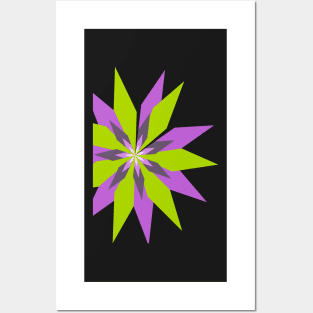 green and violet star geometric abstract Posters and Art